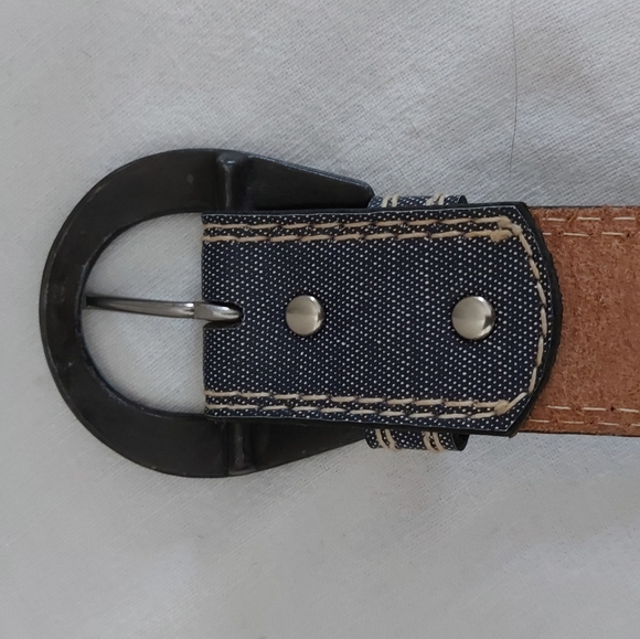 Leather Belt, Denim Embossed Leather Belt - Picture 3 of 4